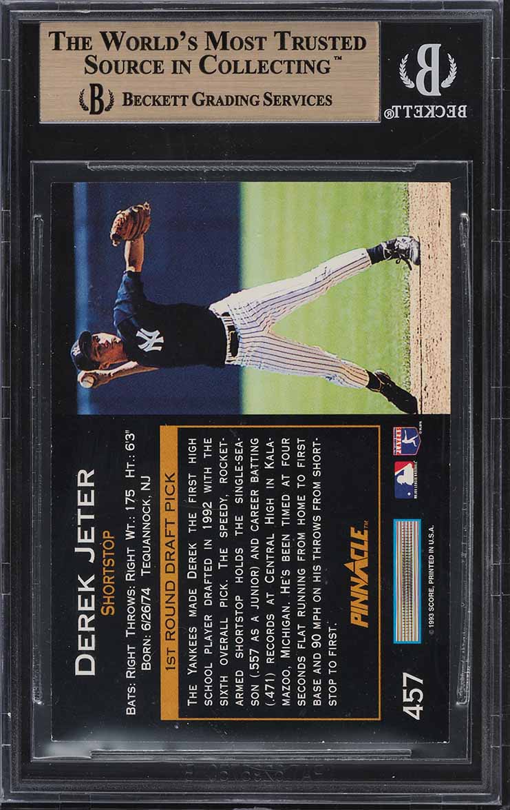 1993 Pinnacle Derek Jeter ROOKIE #457 BGS 9.5 GEM MINT
