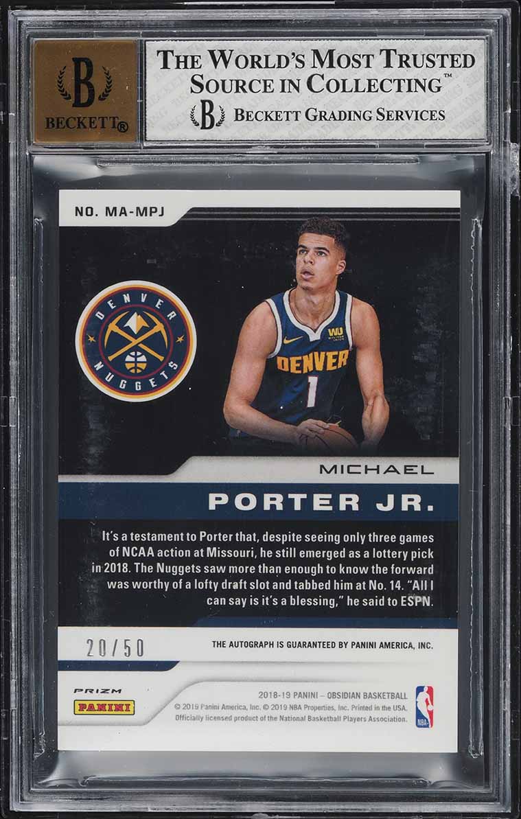 2018 Panini Obsidian Electric Orange Michael Porter Jr. ROOKIE
