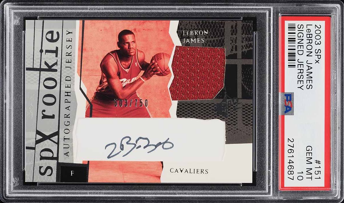 2003 SPx Basketball LeBron James ROOKIE PATCH AUTO /750 #151 PSA 10 GEM MINT