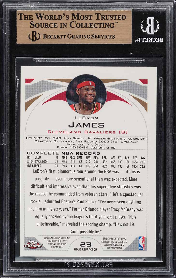 2004 Topps Chrome Gold Refractor LeBron James /99 #23 BGS 9.5 GEM MINT