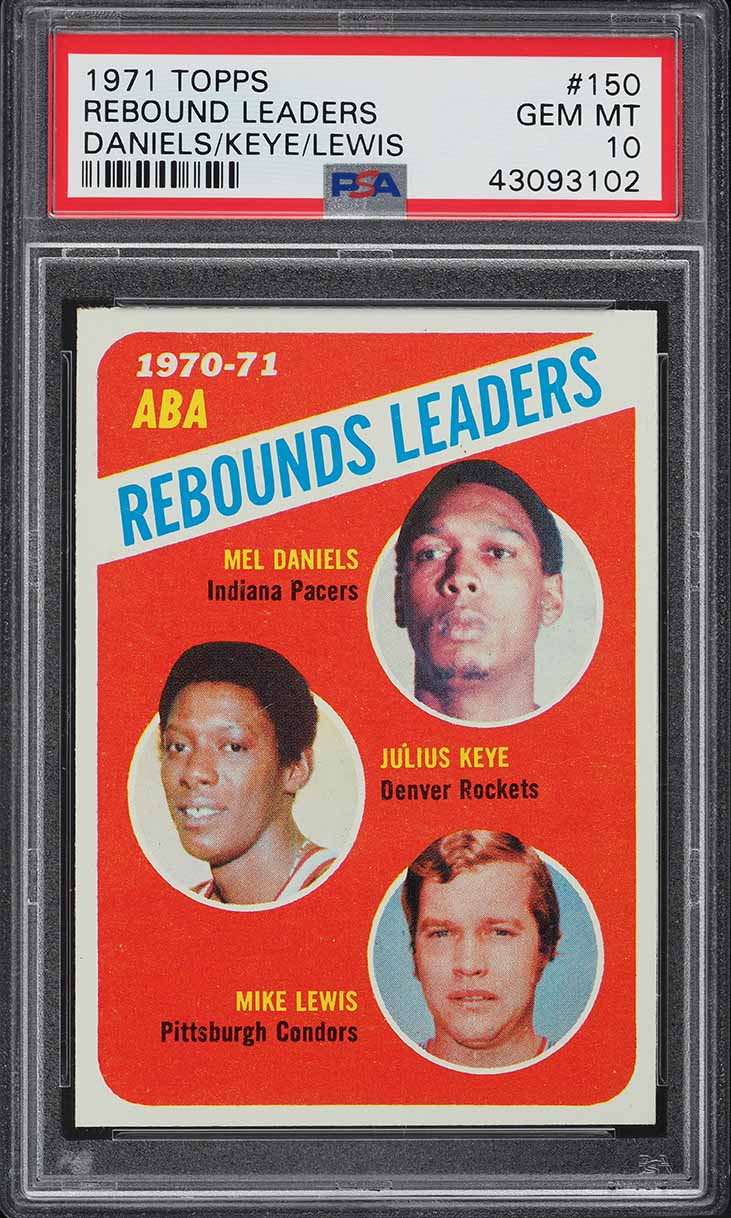 1971 Topps Basketball ABA Rebound Leaders w/ Mel Daniels ROOKIE #150 PSA 10 GEM