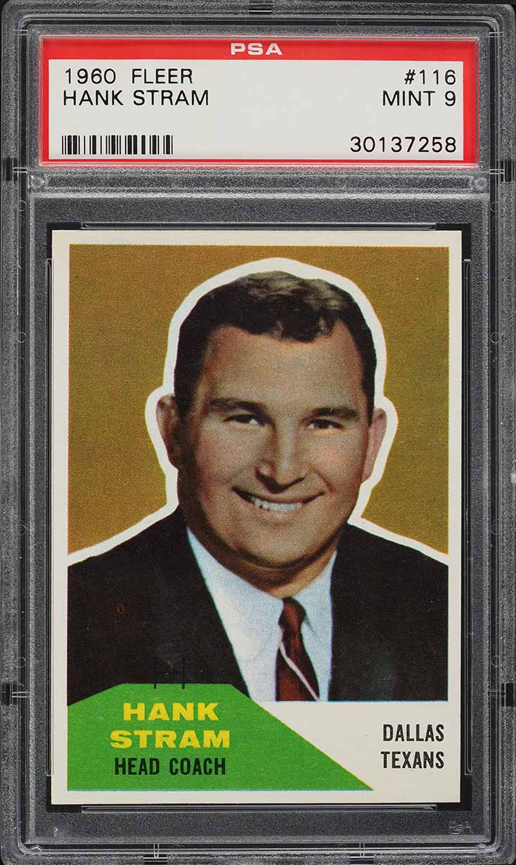 1960 Fleer Football Hank Stram ROOKIE #116 PSA 9 MINT