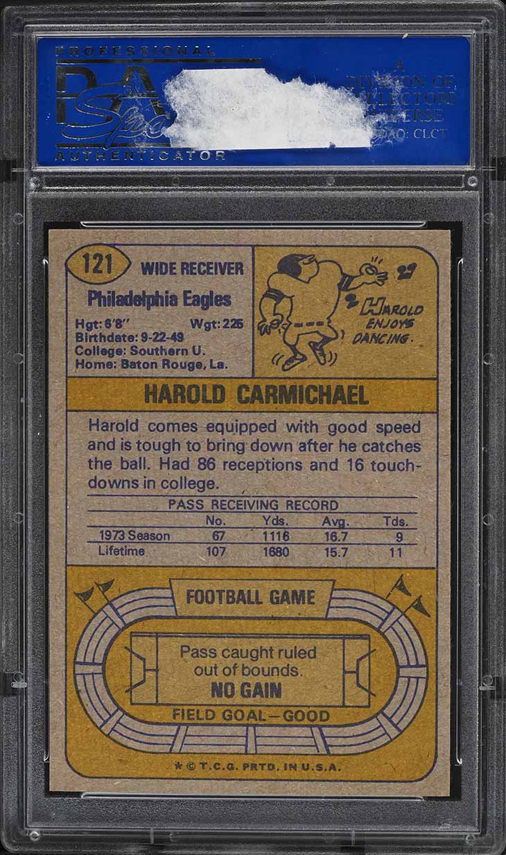 1974 Topps Football Harold Carmichael ROOKIE, ALL-PRO #121 PSA 10 GEM MINT
