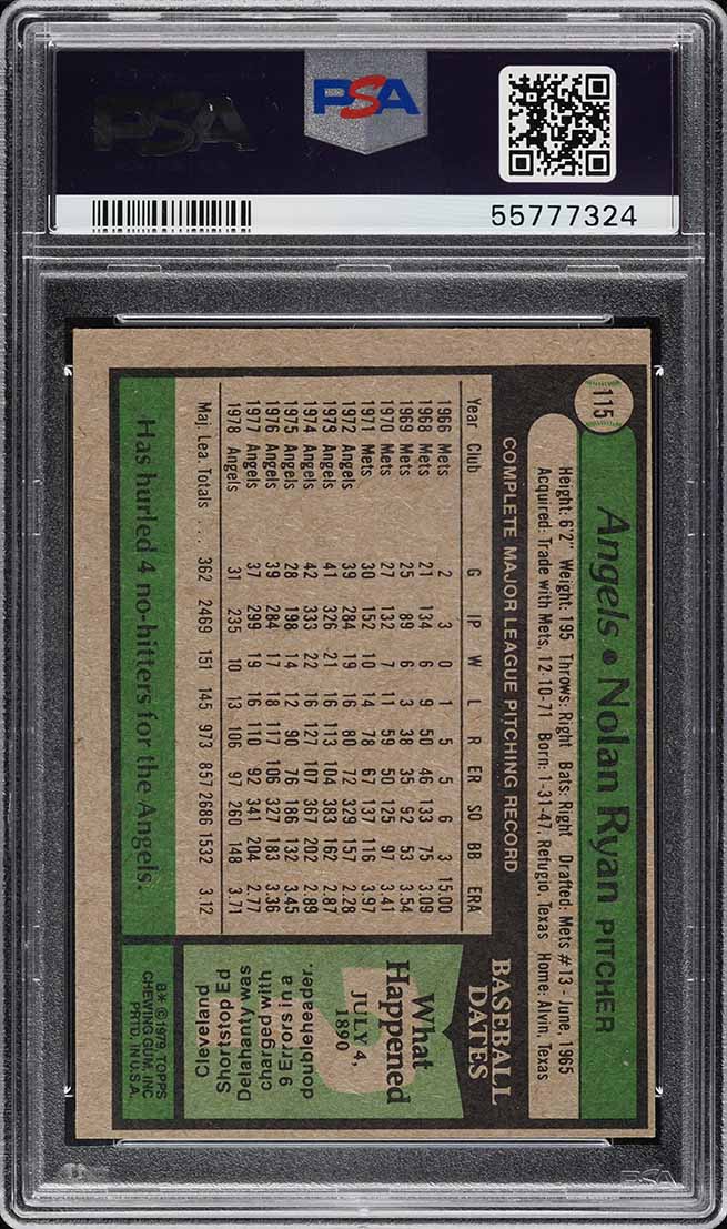 1979 Topps Nolan Ryan #115 PSA 8 NM-MT