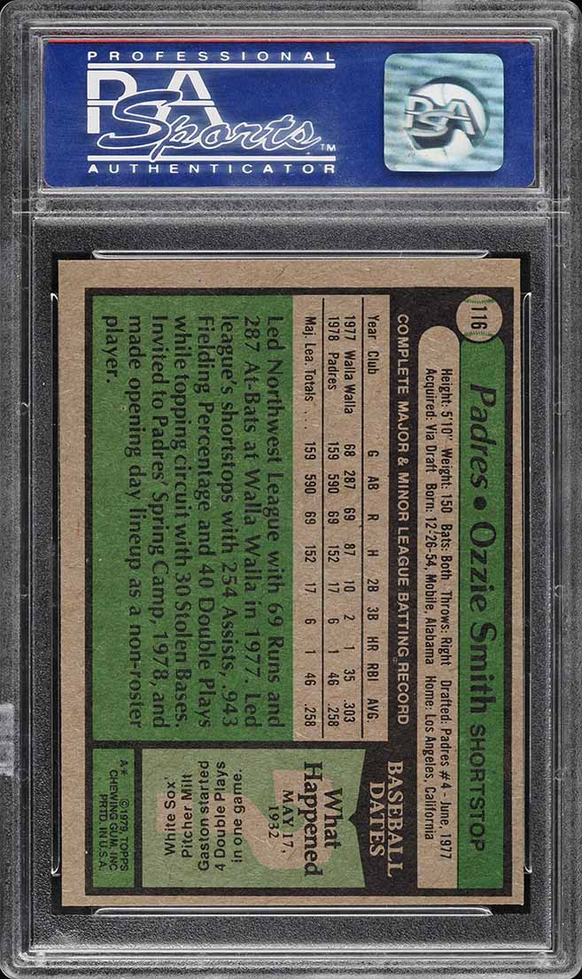 1979 Topps Ozzie Smith ROOKIE #116 PSA 8(oc) NM-MT