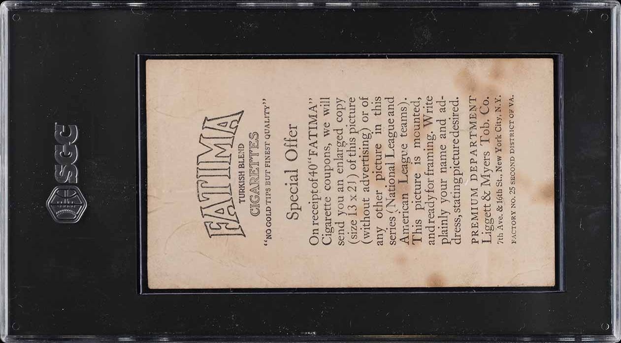 1913 T200 Fatima Chicago Americans w/ Ciccotte SGC 1.5 FR