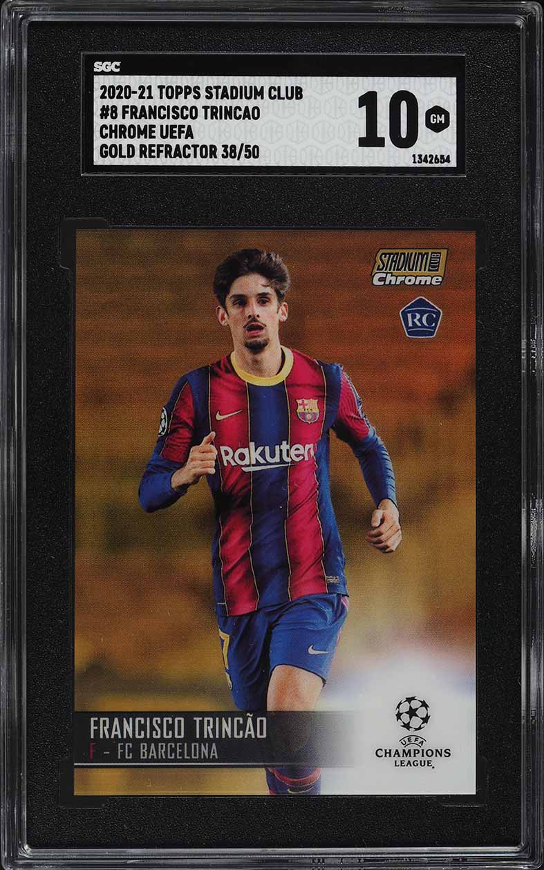 2020 Stadium Club Chrome UEFA Gold Refractor Francisco Trincao ROOKIE /50 SGC 10