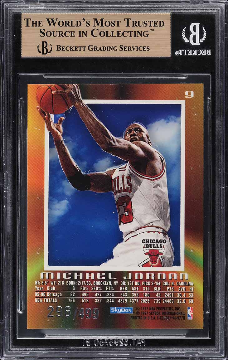 1996 Skybox E-X2000 Credentials Michael Jordan /499 #9 BGS 9.5 GEM MINT