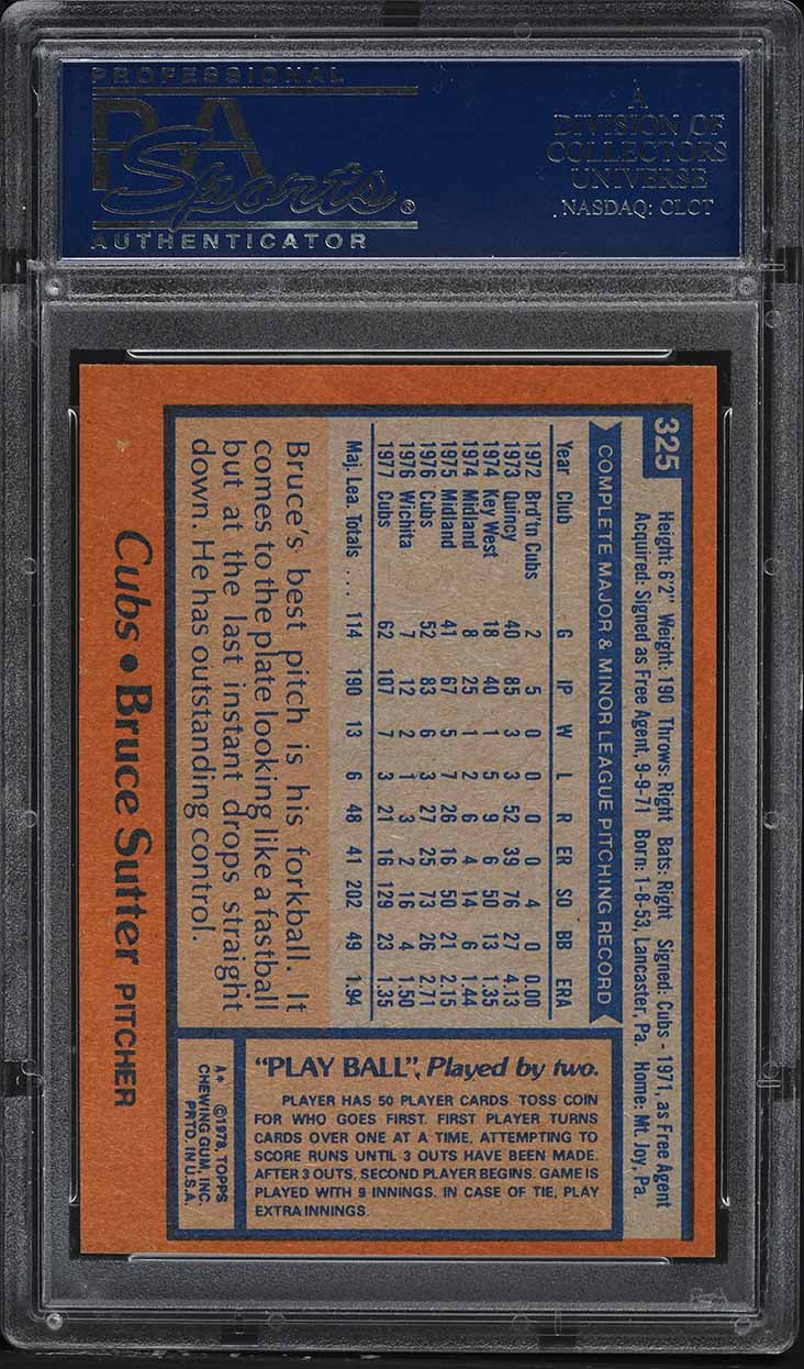 1978 Topps Bruce Sutter #325 PSA 8 NM-MT