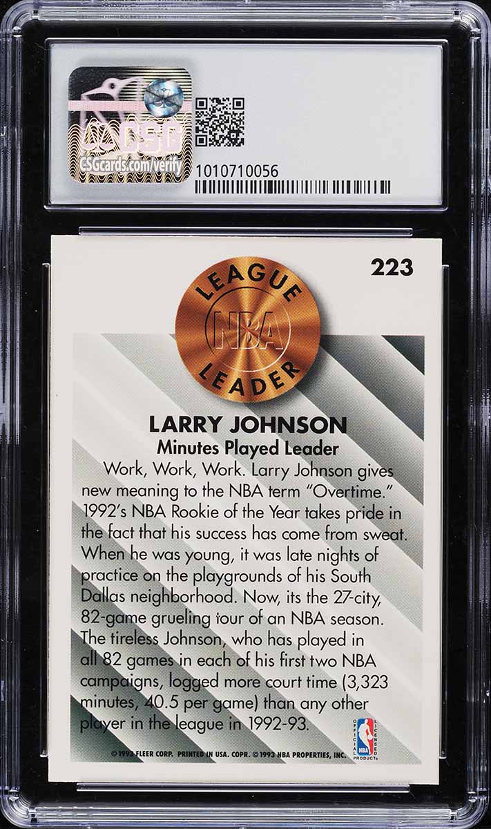 1993 Fleer Basketball Larry Johnson #223 CSG 9 MINT