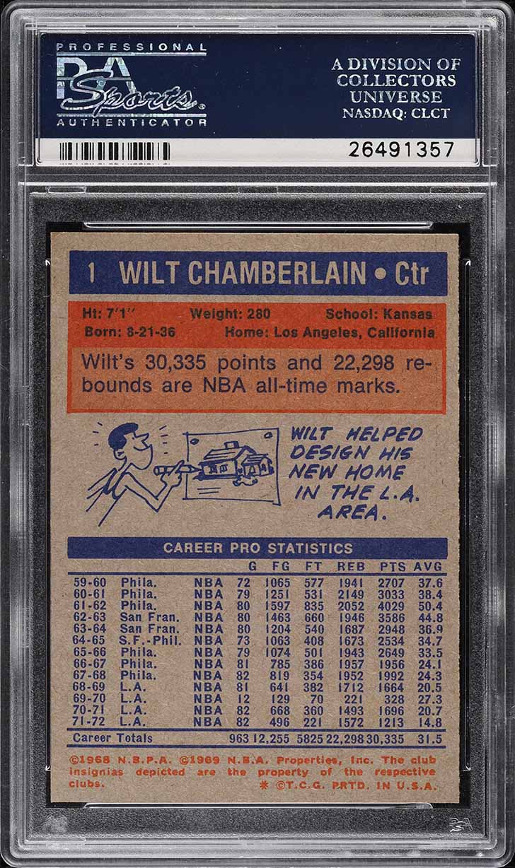 1972 Topps Basketball Wilt Chamberlain #1 PSA 10 GEM MINT