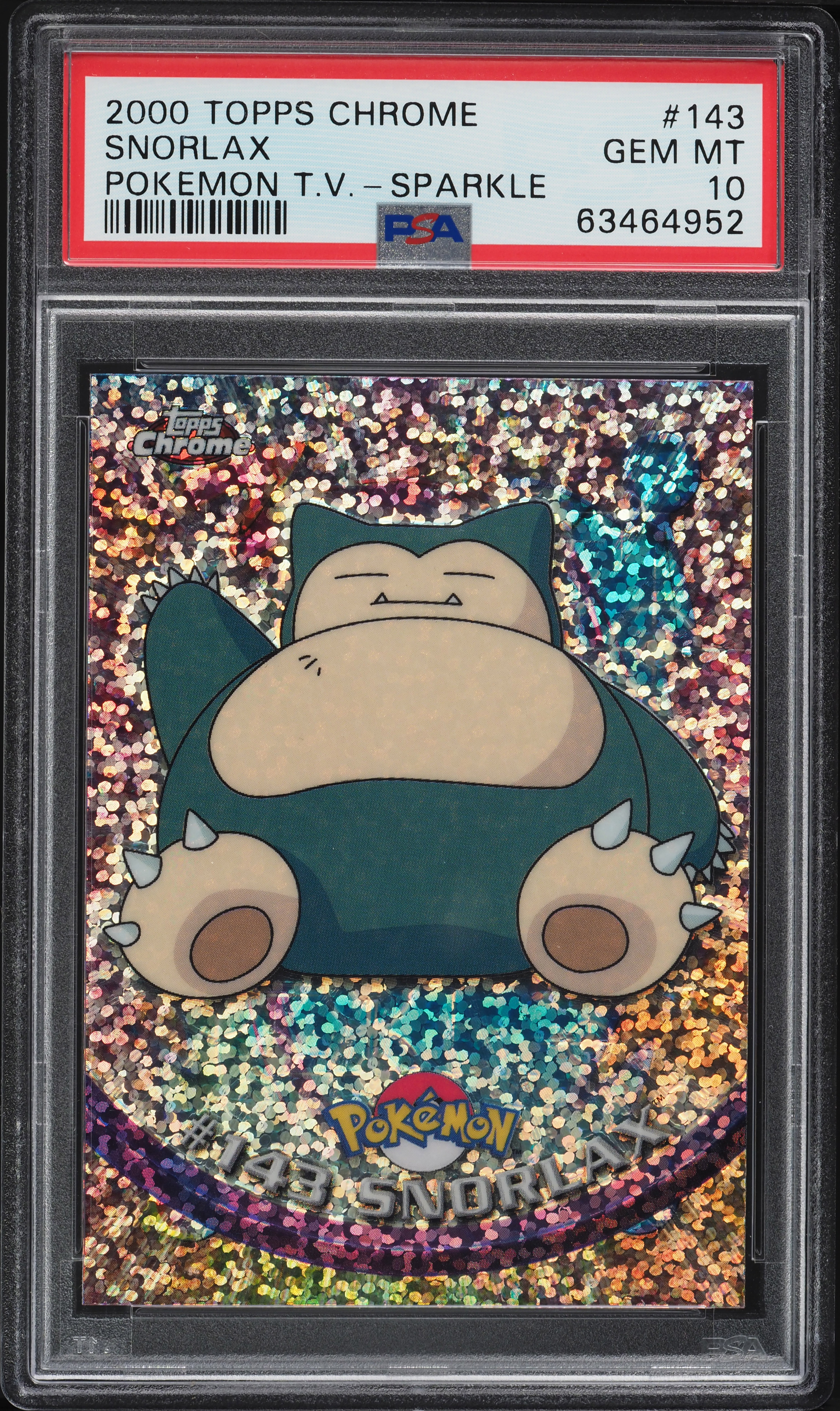 2000 Topps Chrome Pokemon Series 2 Sparkle Snorlax #143 PSA 10 GEM