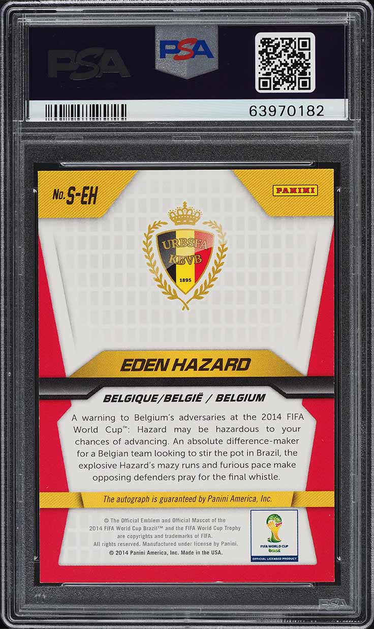 2014 Panini Prizm World Cup Signatures Eden Hazard AUTO #SEH PSA 9