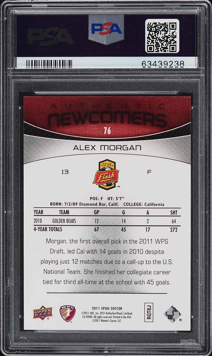 2011 SP Game Used Alex Morgan ROOKIE /499 #76 PSA 10 GEM MINT