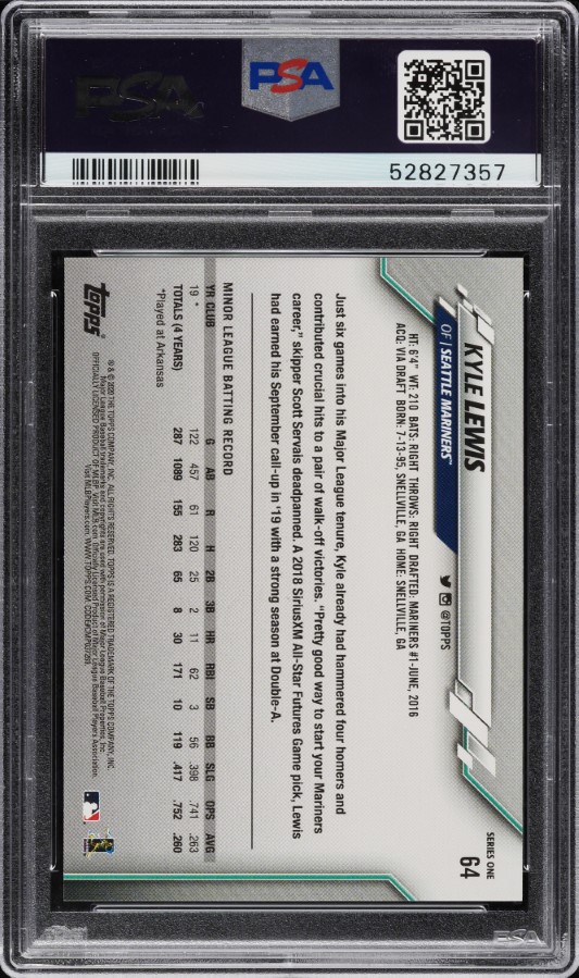 2020 Topps Kyle Lewis ROOKIE #64 PSA 10 GEM MINT