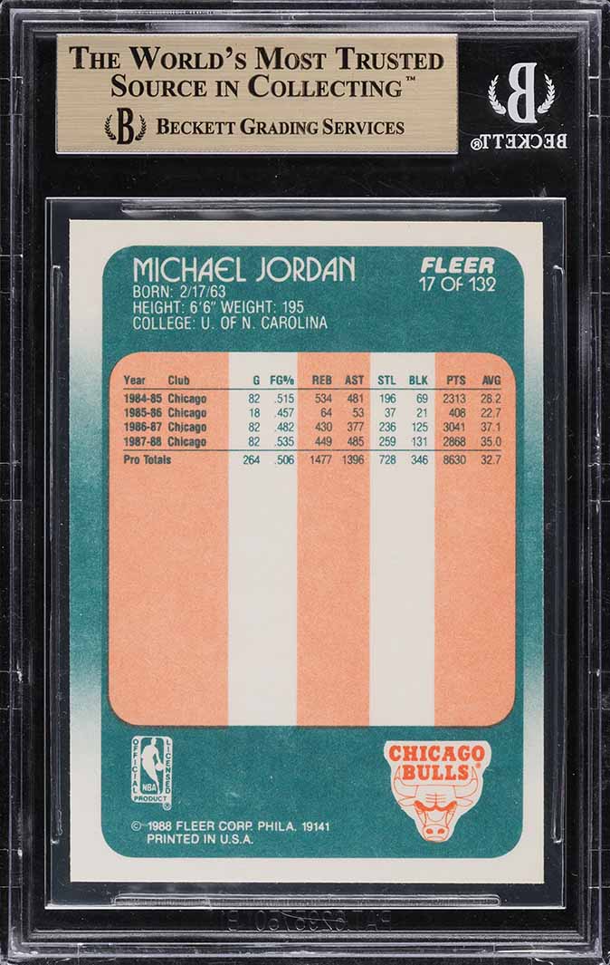 1988 Fleer Basketball Michael Jordan #17 BGS 9.5 GEM MINT
