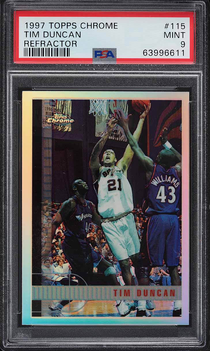 1997 Topps Chrome Refractor Tim Duncan ROOKIE #115 PSA 10 GEM MINT