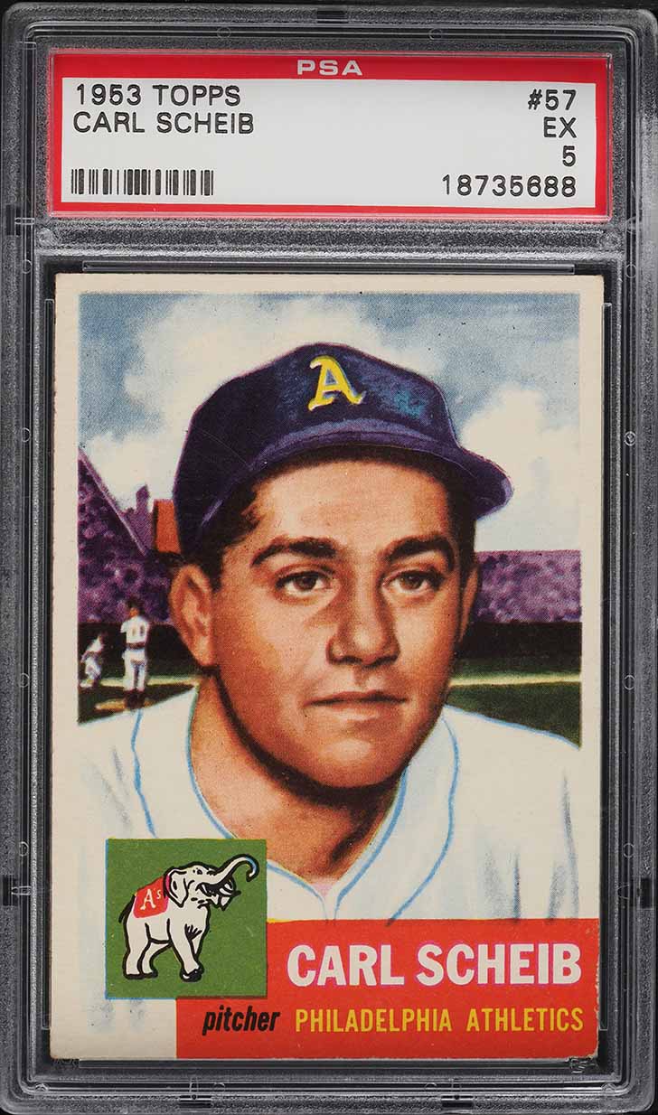 1953 Topps Carl Scheib SHORT PRINT #57 PSA 5 EX