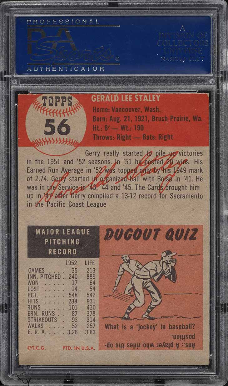 1953 Topps Gerald Staley #56 PSA 6 EXMT