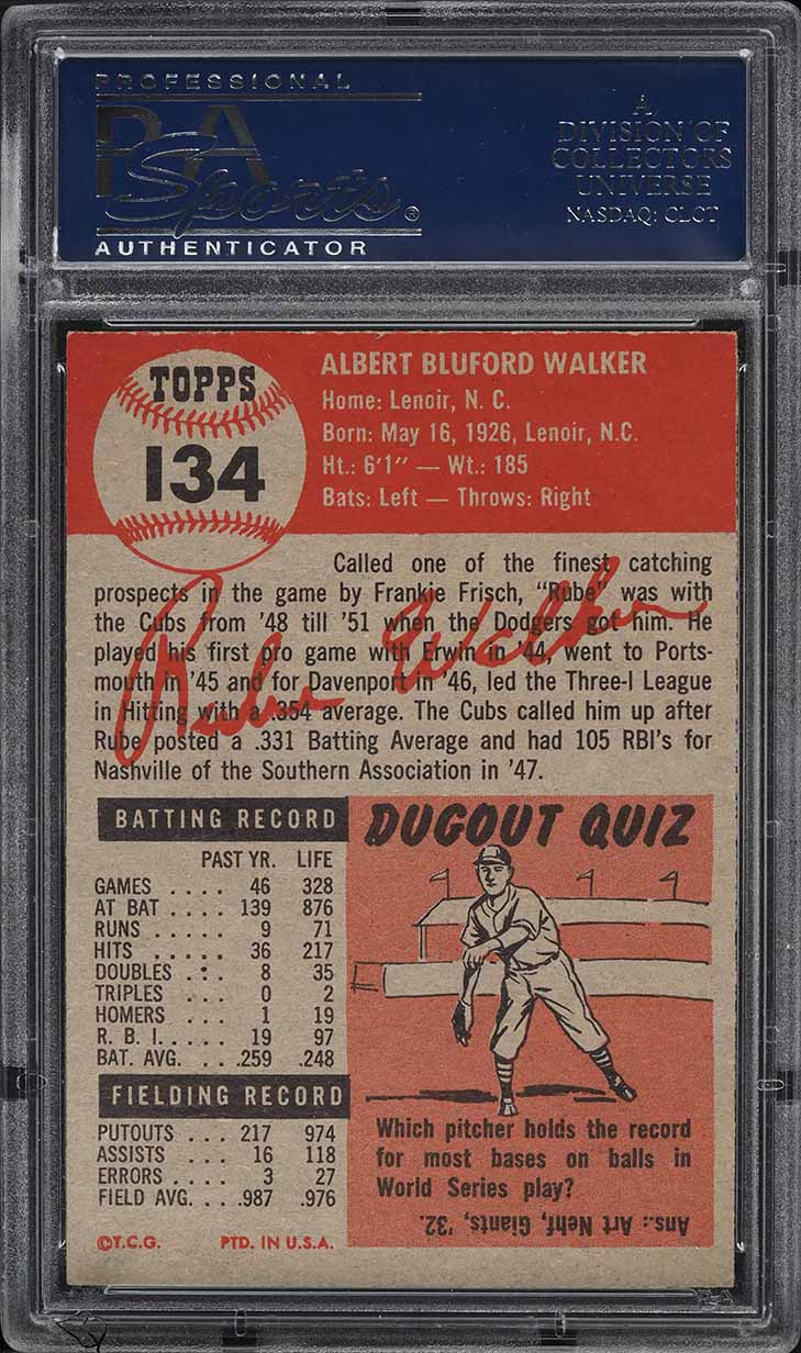 1953 Topps Rube Walker SHORT PRINT #134 PSA 5 EX