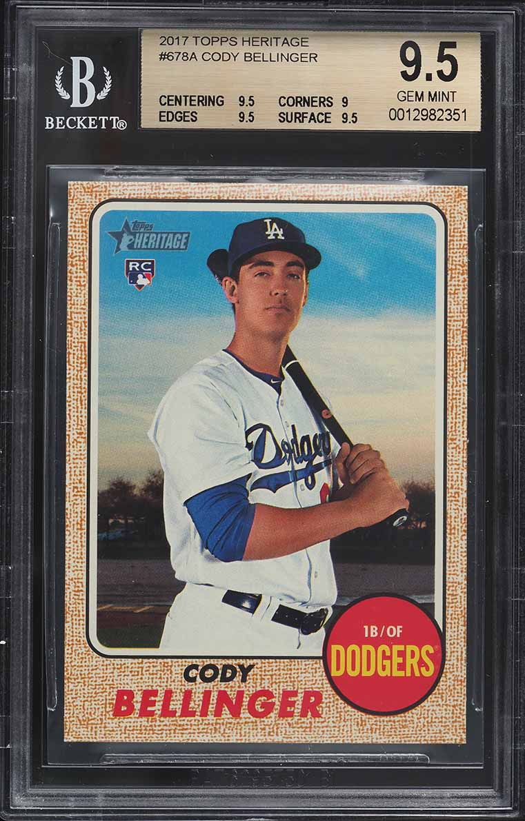 2017 Topps Heritage Cody Bellinger ROOKIE #678A BGS 9.5 GEM MINT