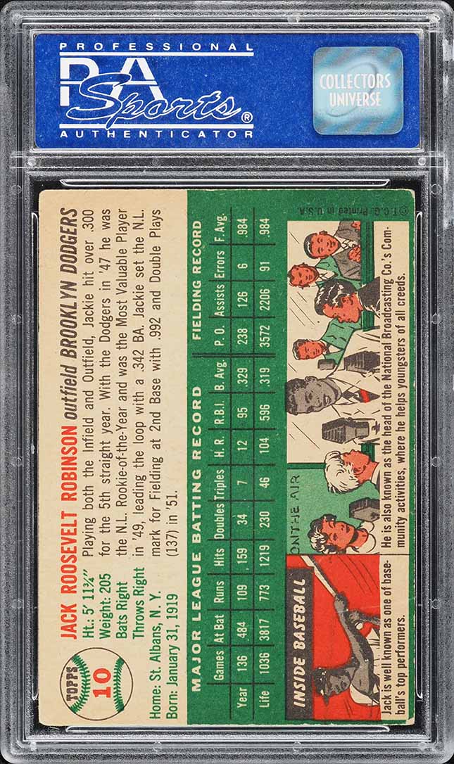 1954 Topps Jackie Robinson #10 PSA 5 EX