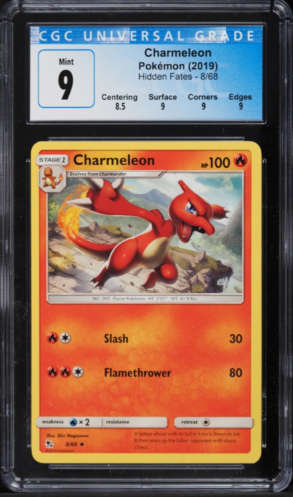 2019 Pokemon Sun & Moon Hidden Fates Charmeleon #8 CGC 9 MINT