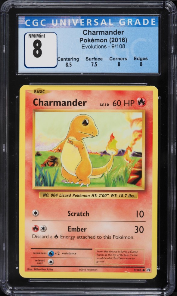 2016 Pokemon XY Evolutions Charmander #9 CGC 8 NM-MT