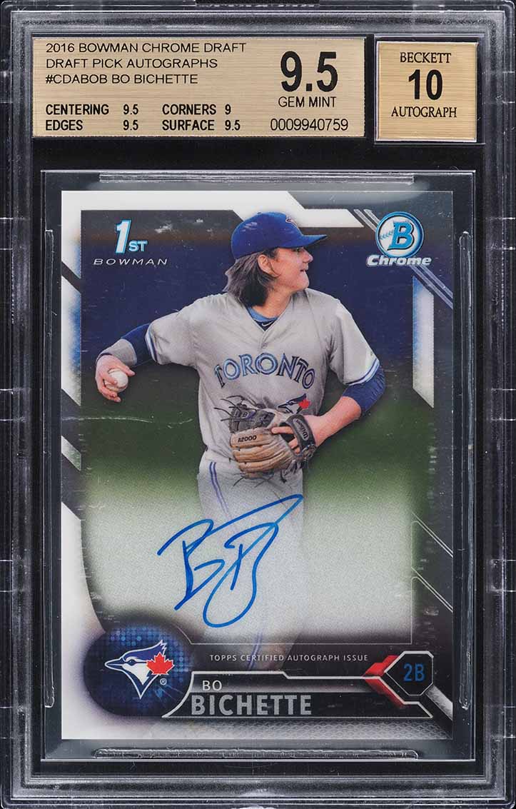 2016 Bowman Chrome Draft Bo Bichette ROOKIE AUTO #CDABOB BGS 9.5 GEM MINT