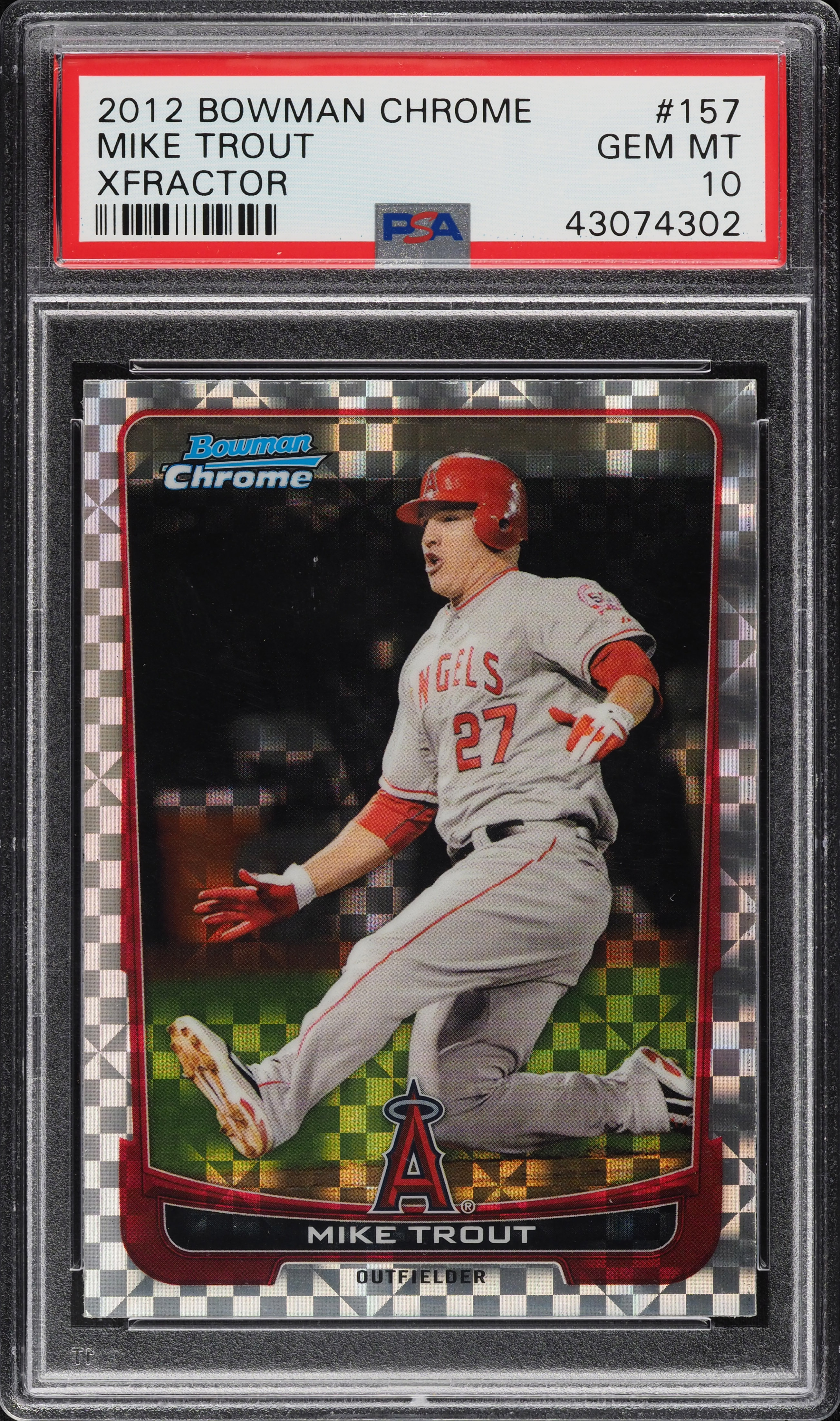 2012 Bowman Chrome Xfractor Mike Trout #157 PSA 10 GEM MINT on