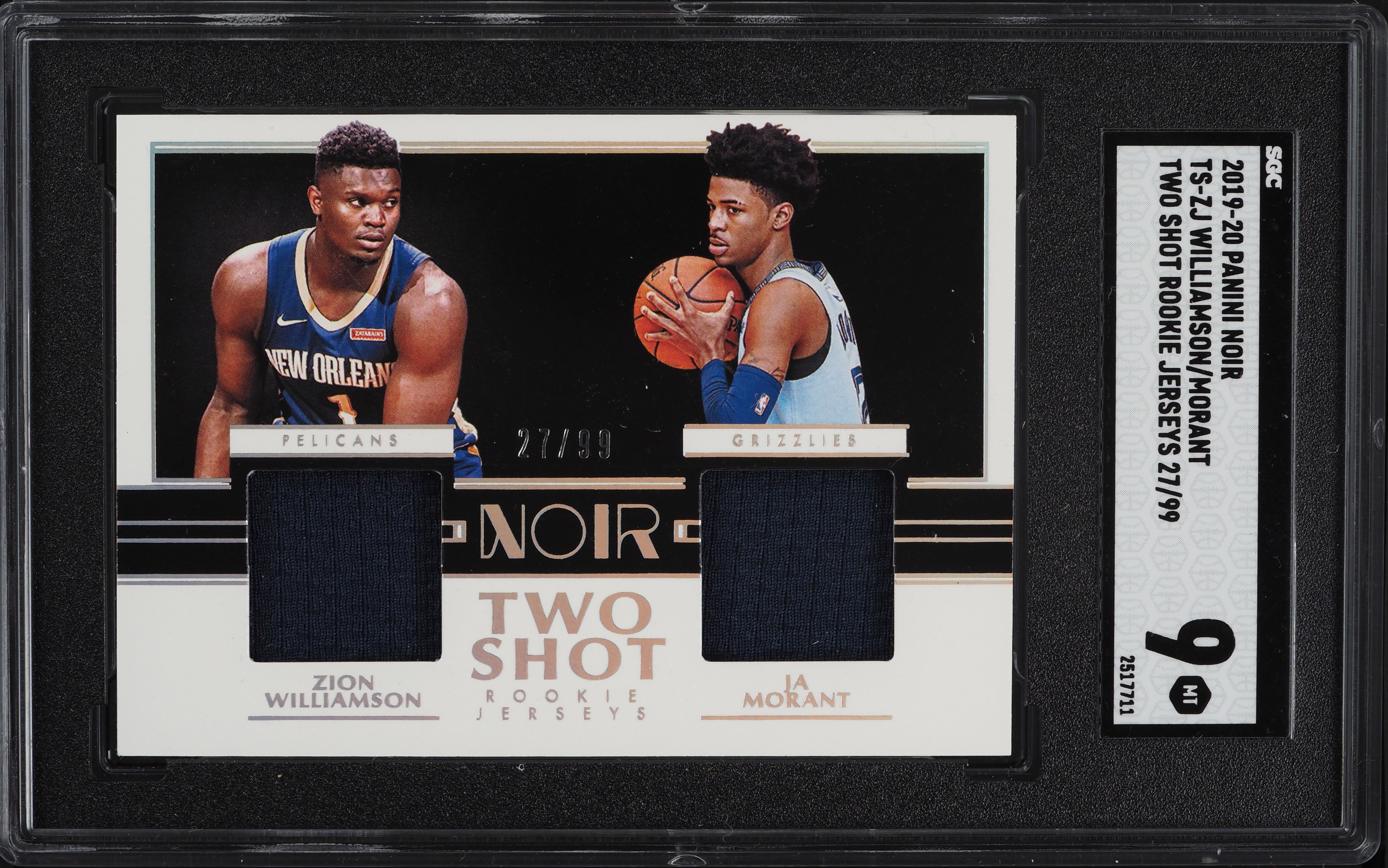 2019 Panini Noir Zion Williamson Ja Morant ROOKIE PATCH /99 #TS-ZJ