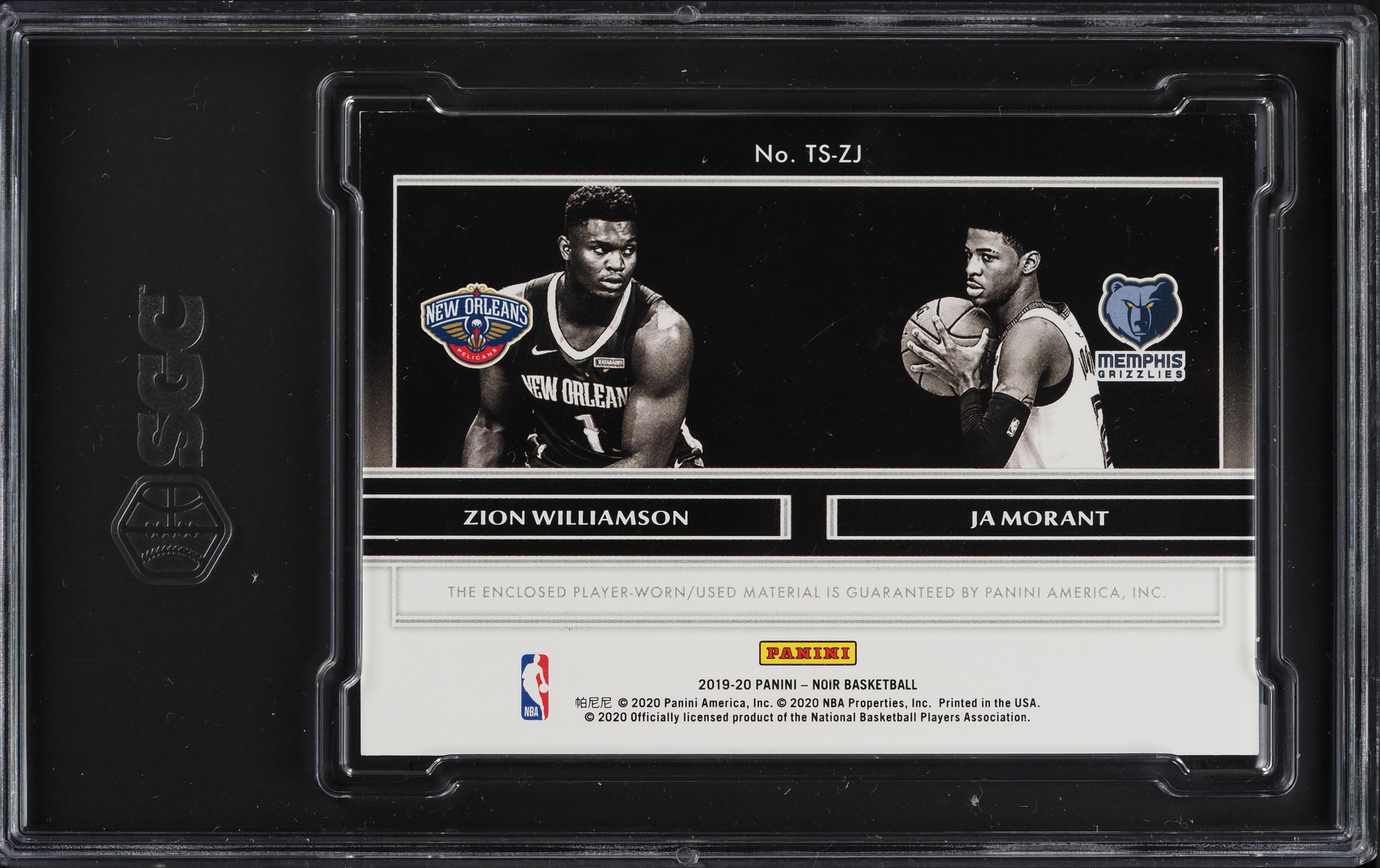 2019 Panini Noir Zion Williamson Ja Morant ROOKIE PATCH /99 #TS-ZJ