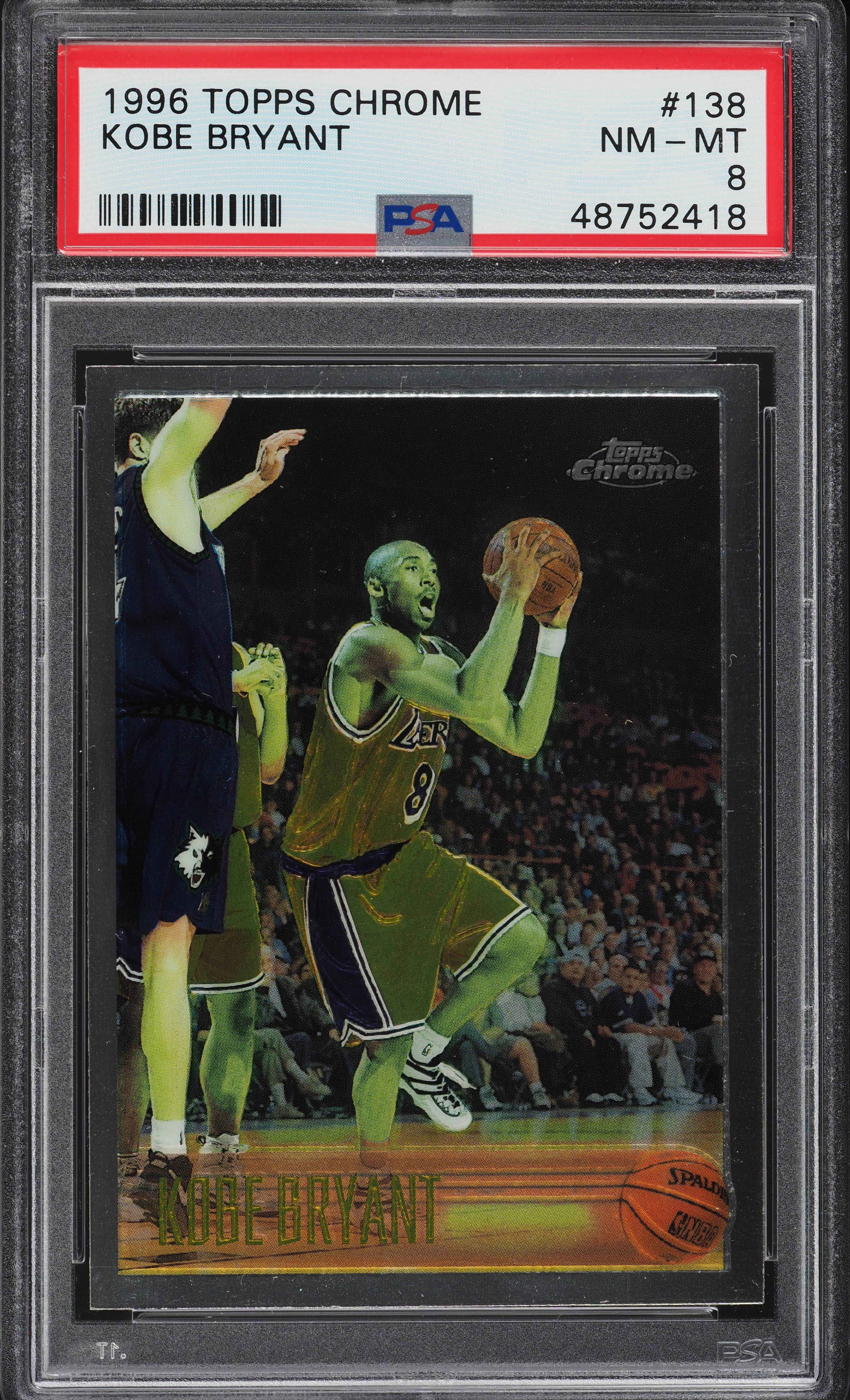 1996 Topps Chrome Kobe Bryant ROOKIE #138 PSA 8 NM-MT on Fanatics