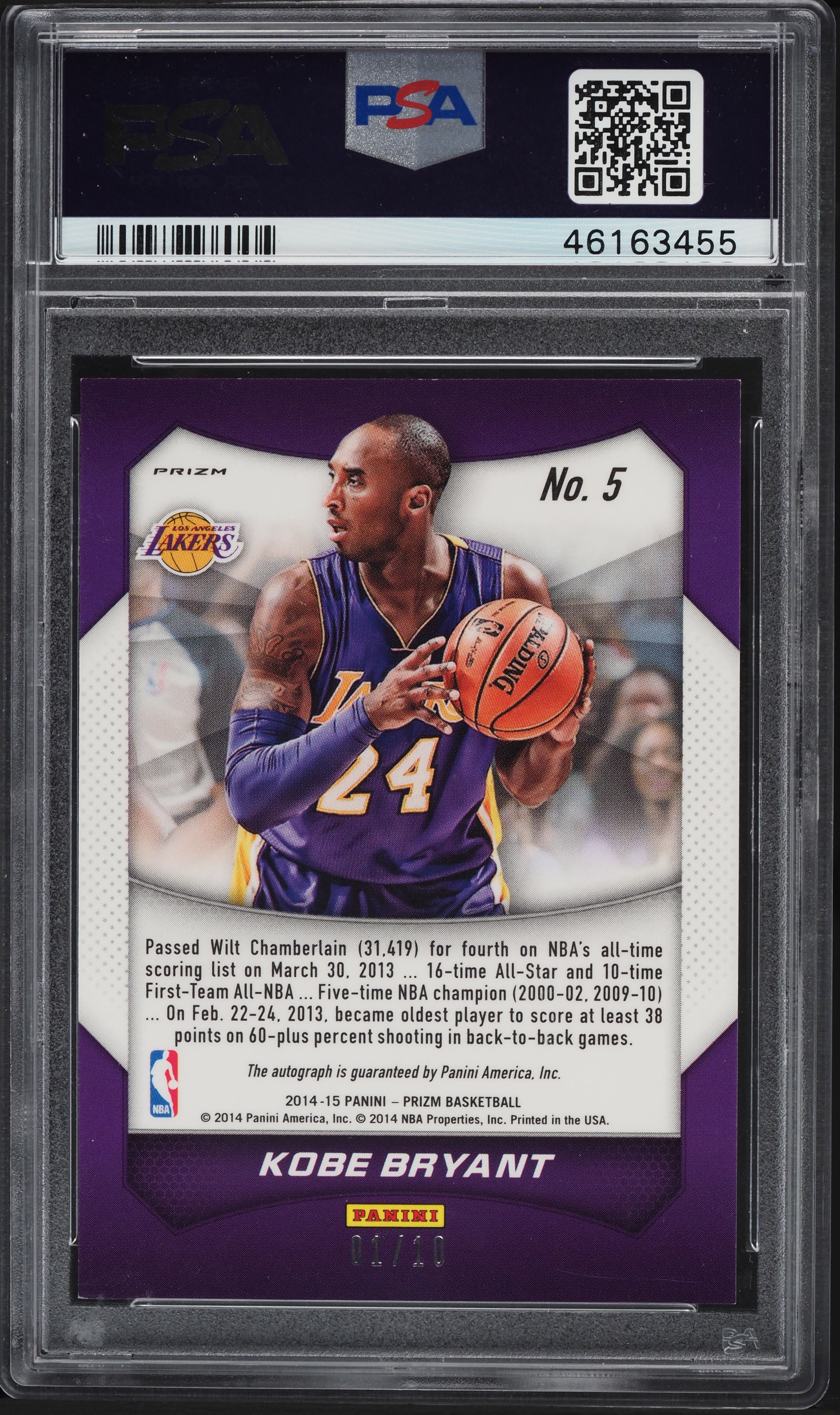 2014 Panini Prizm Gold Pulsar Prizms Kobe Bryant AUTO 1/10 #5 PSA