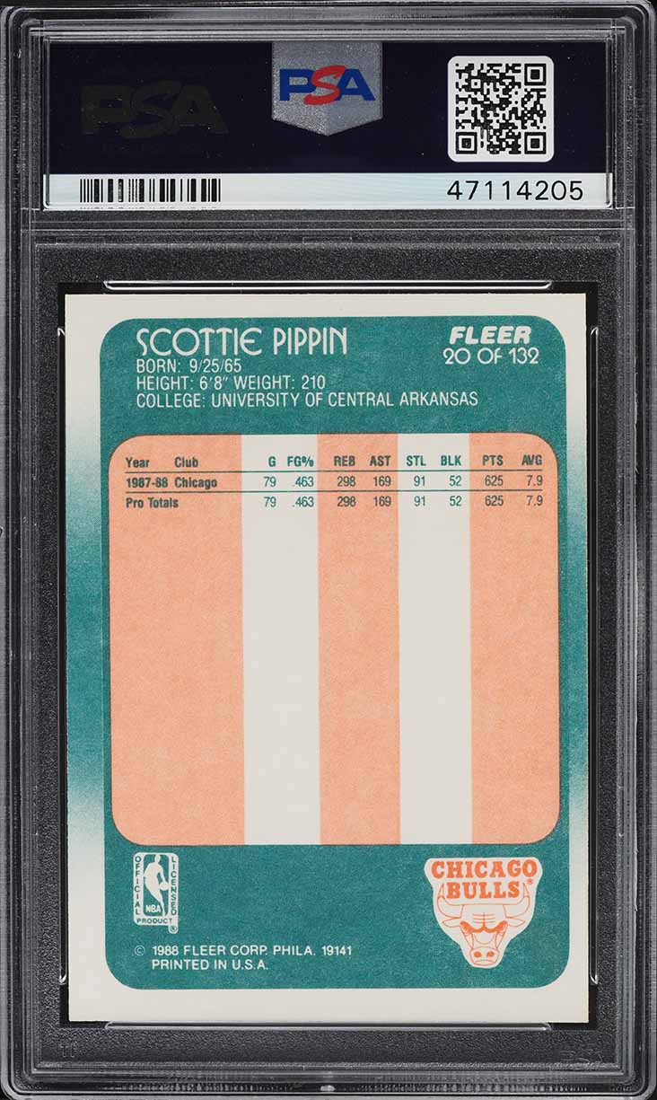 1988 Fleer Basketball Scottie Pippen ROOKIE #20 PSA 9 MINT