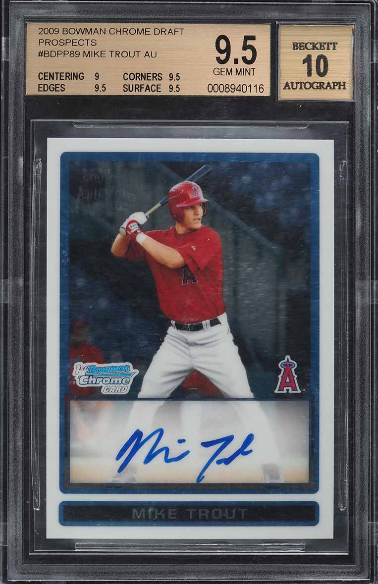 2009 Bowman Chrome Draft Prospects Mike Trout ROOKIE AUTO BGS 9.5 GEM MINT