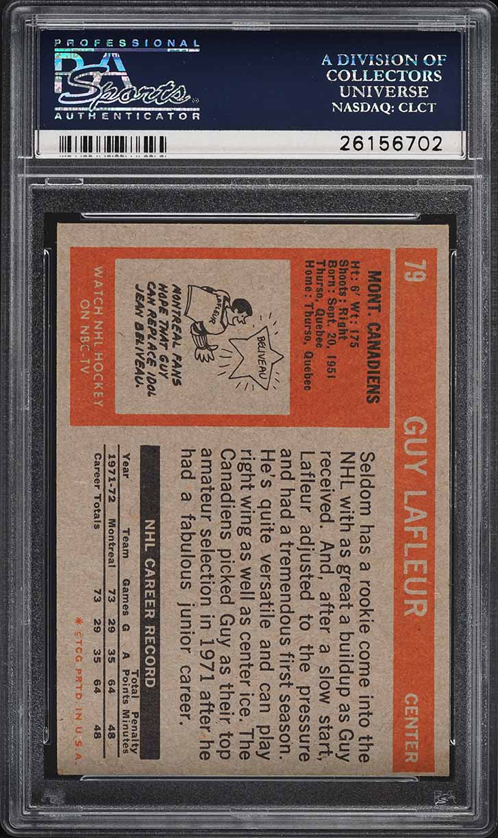 1972 Topps Hockey Guy LaFleur #79 PSA 4 VGEX