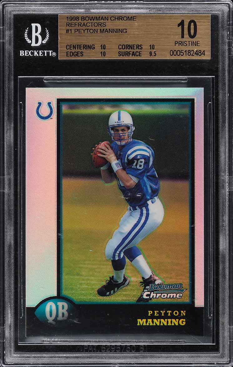 1998 Bowman Chrome Refractor Peyton Manning ROOKIE #1 BGS 10 PRISTINE