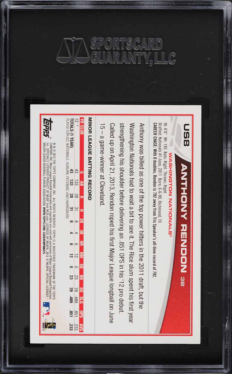 2013 Topps Update Anthony Rendon ROOKIE #US8 SGC 9.5 MINT+