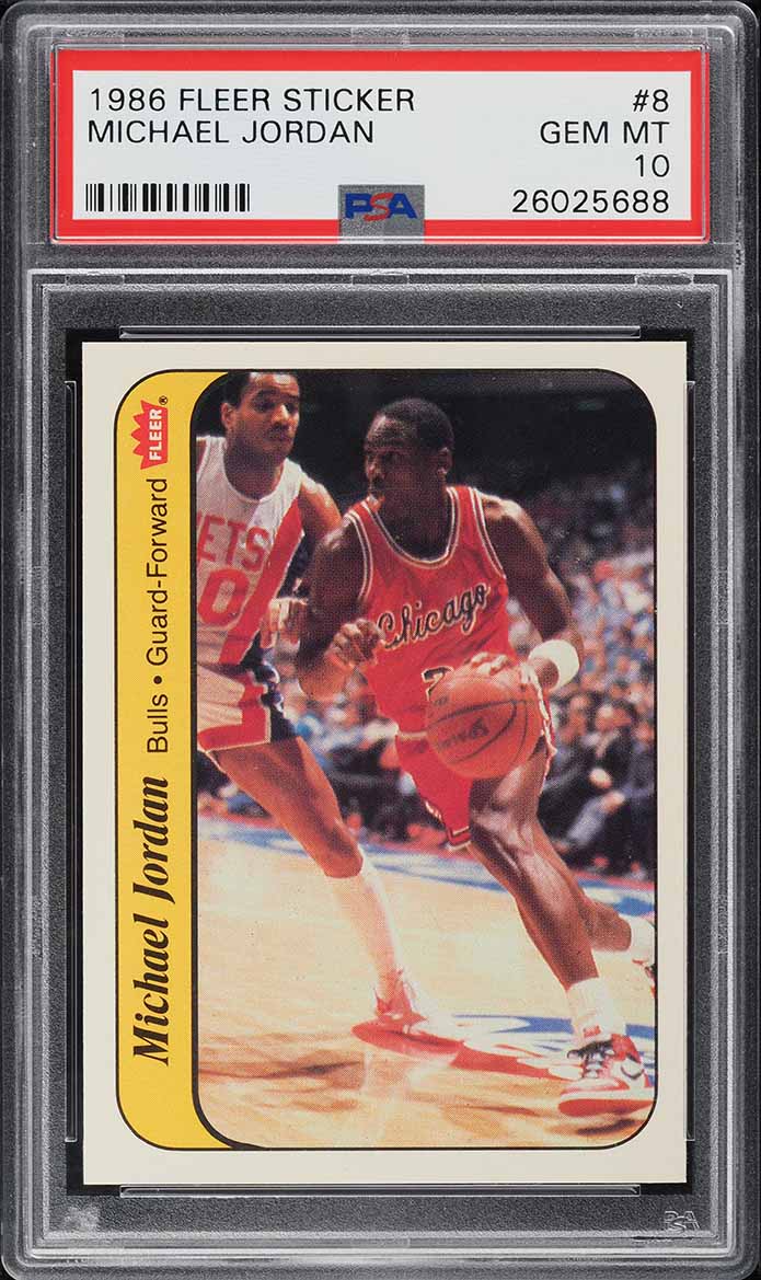 1986 Fleer Sticker Michael Jordan ROOKIE #8 PSA 10 GEM MINT
