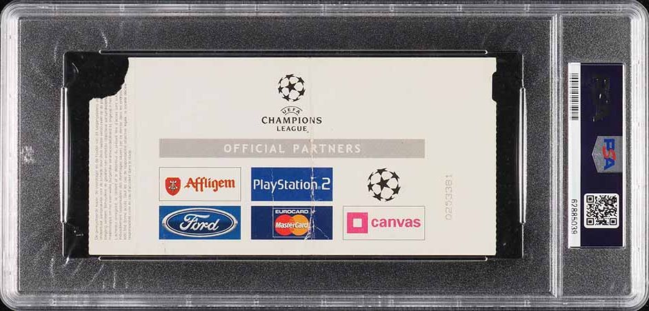 2002 UEFA Champions League Ticket Stub Andres Iniesta 1st Team Debut PSA 1 PR