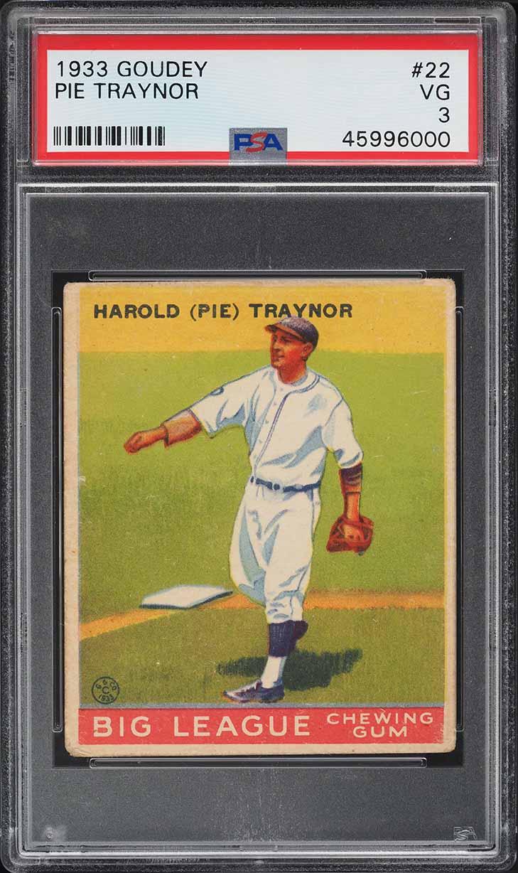1933 Goudey Pie Traynor #22 PSA 3 VG