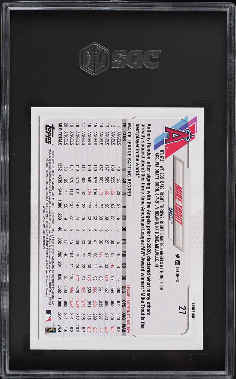 2021 Topps Mike Trout #27 SGC 9 MINT