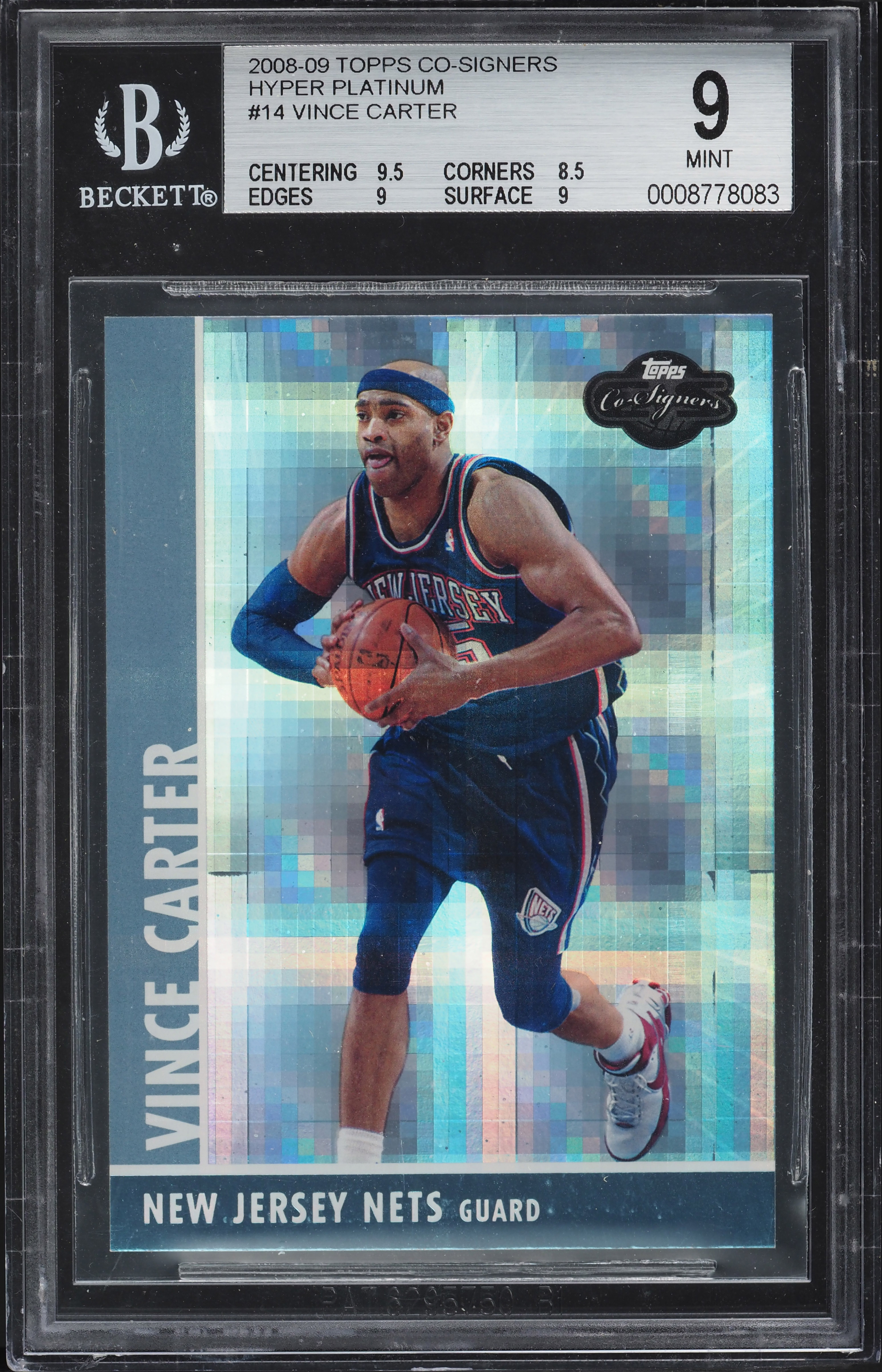 2008 Topps Co-Signers Hyper Platinum Vince Carter 1/1 #14 BGS 9 