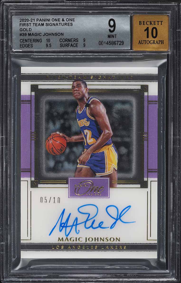 2020 Panini One And One First Team Signatures Gold Magic Johnson AUTO /10 BGS 9
