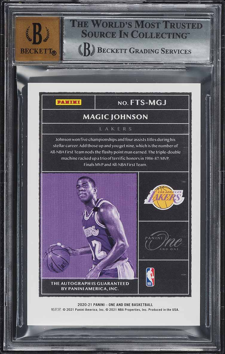 2020 Panini One And One First Team Signatures Gold Magic Johnson AUTO /10 BGS 9