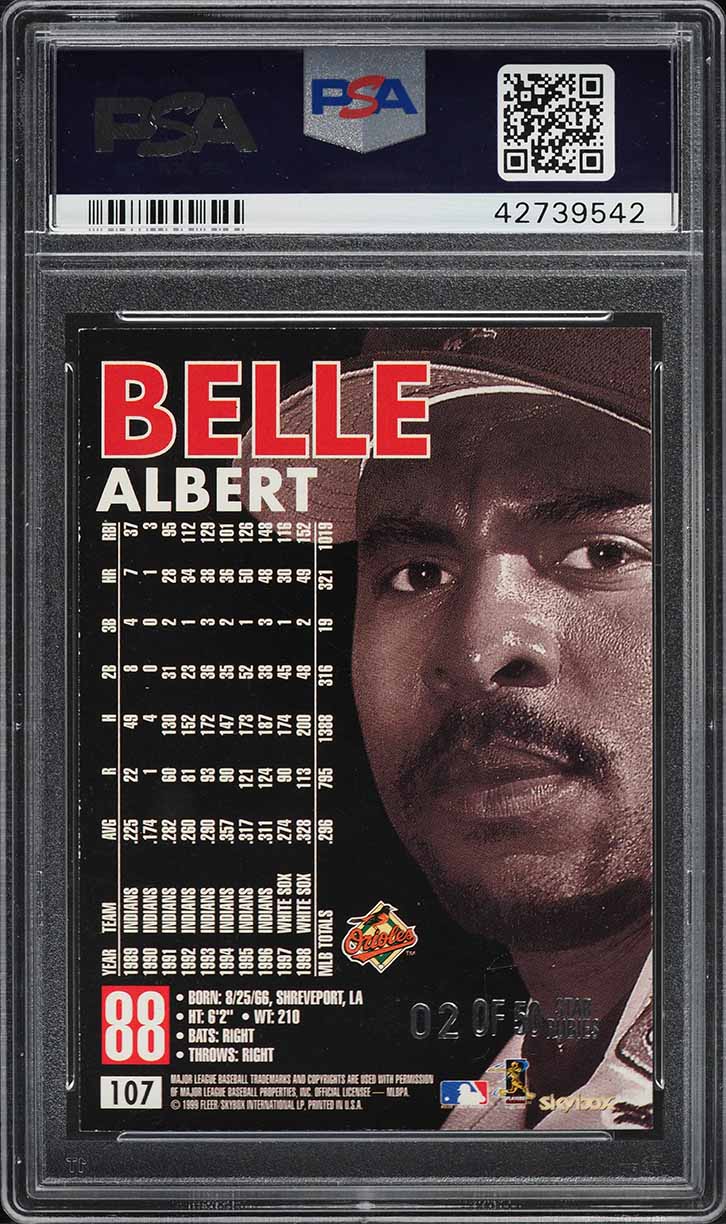 1999 Skybox Premium Star Rubies Albert Belle /50 #107 PSA 8 NM-MT