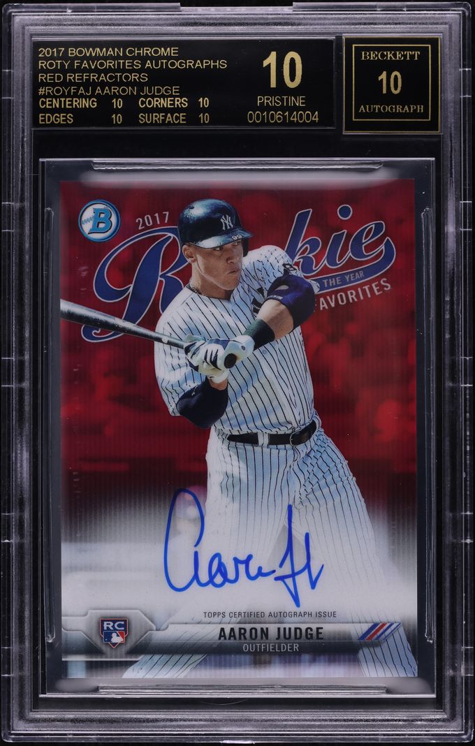 2017 Bowman Chrome ROY Red Refractor Aaron Judge RC AUTO /5 BGS 10