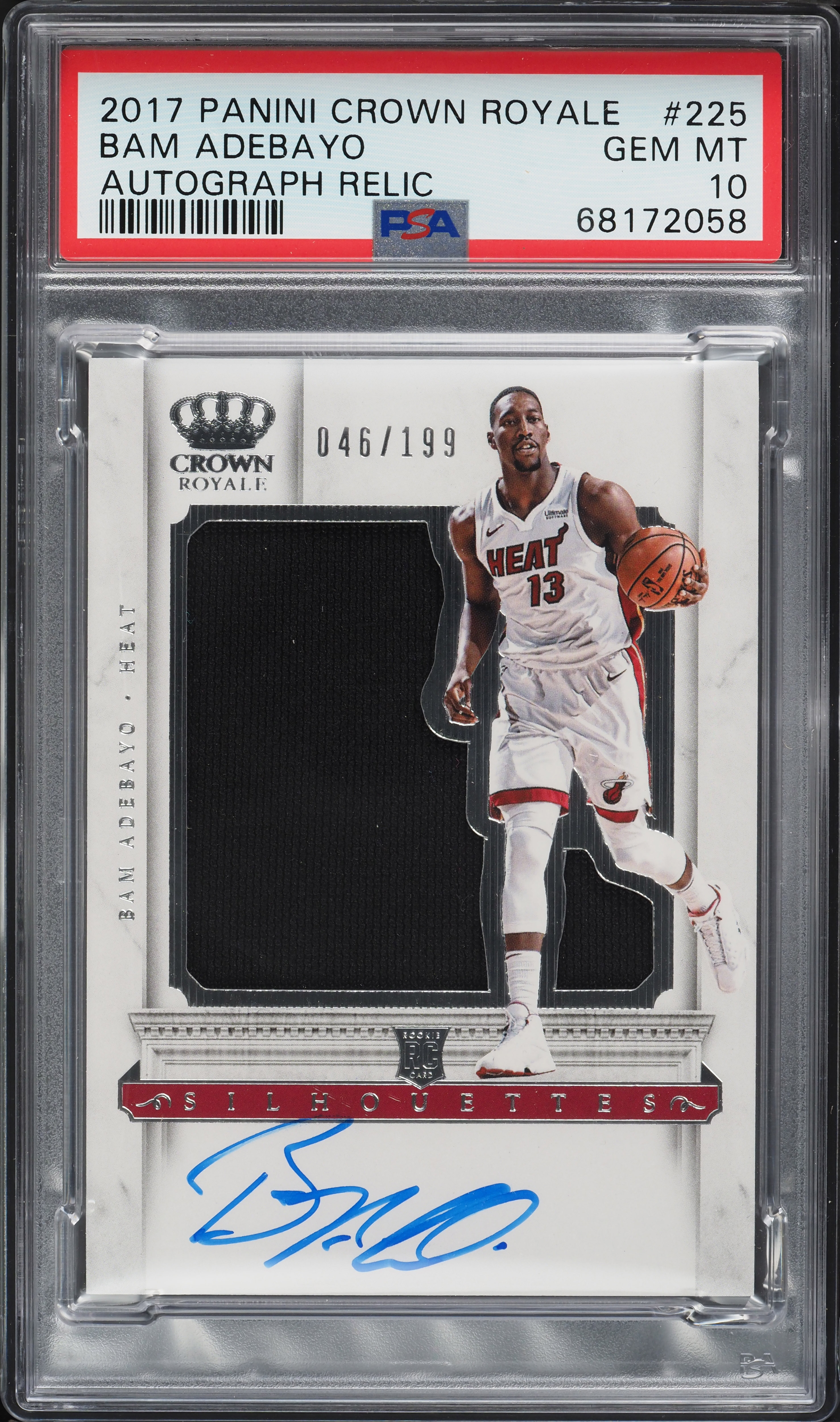 2017 Crown Royale Bam Adebayo ROOKIE PATCH AUTO /199 #225 PSA 10 
