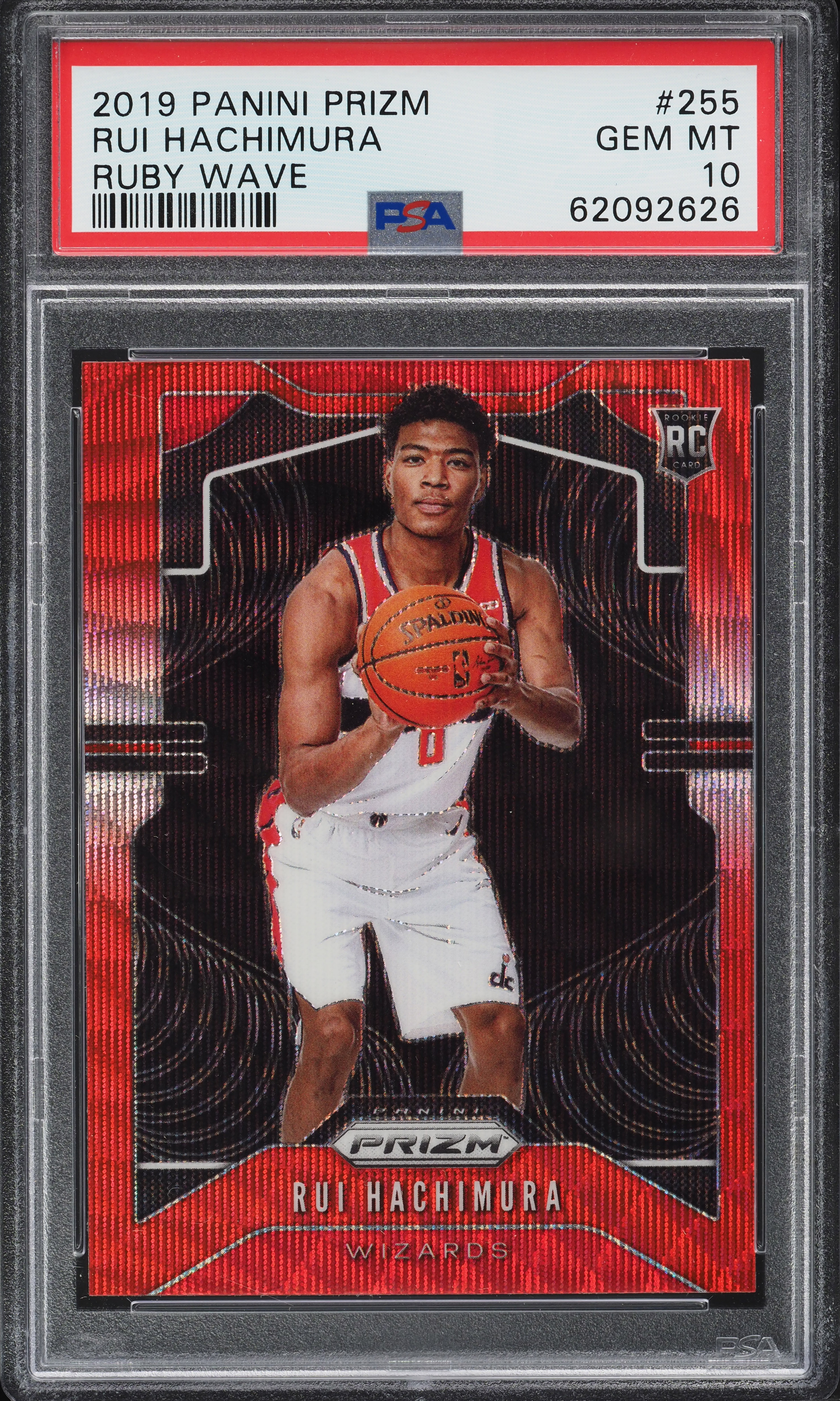 2019 Panini Prizm Ruby Wave Rui Hachimura ROOKIE #255 PSA 10 GEM